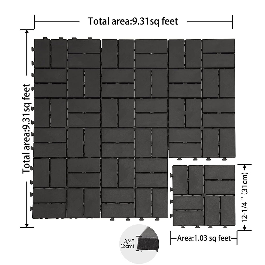 Patio Interlocking Deck Tiles, 12 X12 Square Composite Decking Tiles