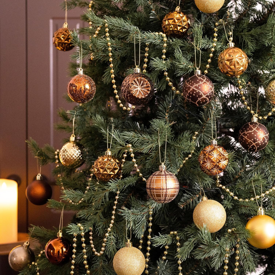 Fall Ornaments For Christmas Trees, 16ct Bronze Copper Brown Gold