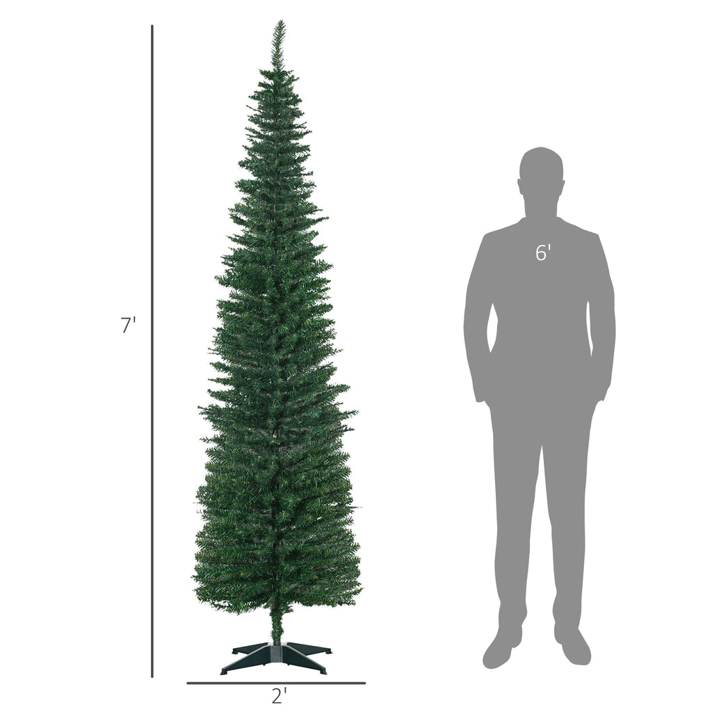 7ft Unlit Pencil Artificial Christmas Tree With Realistic Branches