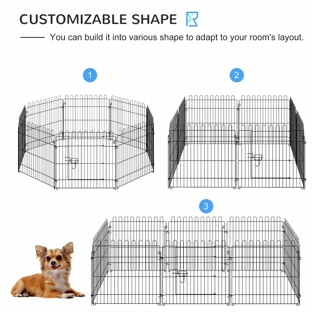 24inch 8-Panel Dog Playpen Octagon Pet Exercise Playpen Crate Foldable