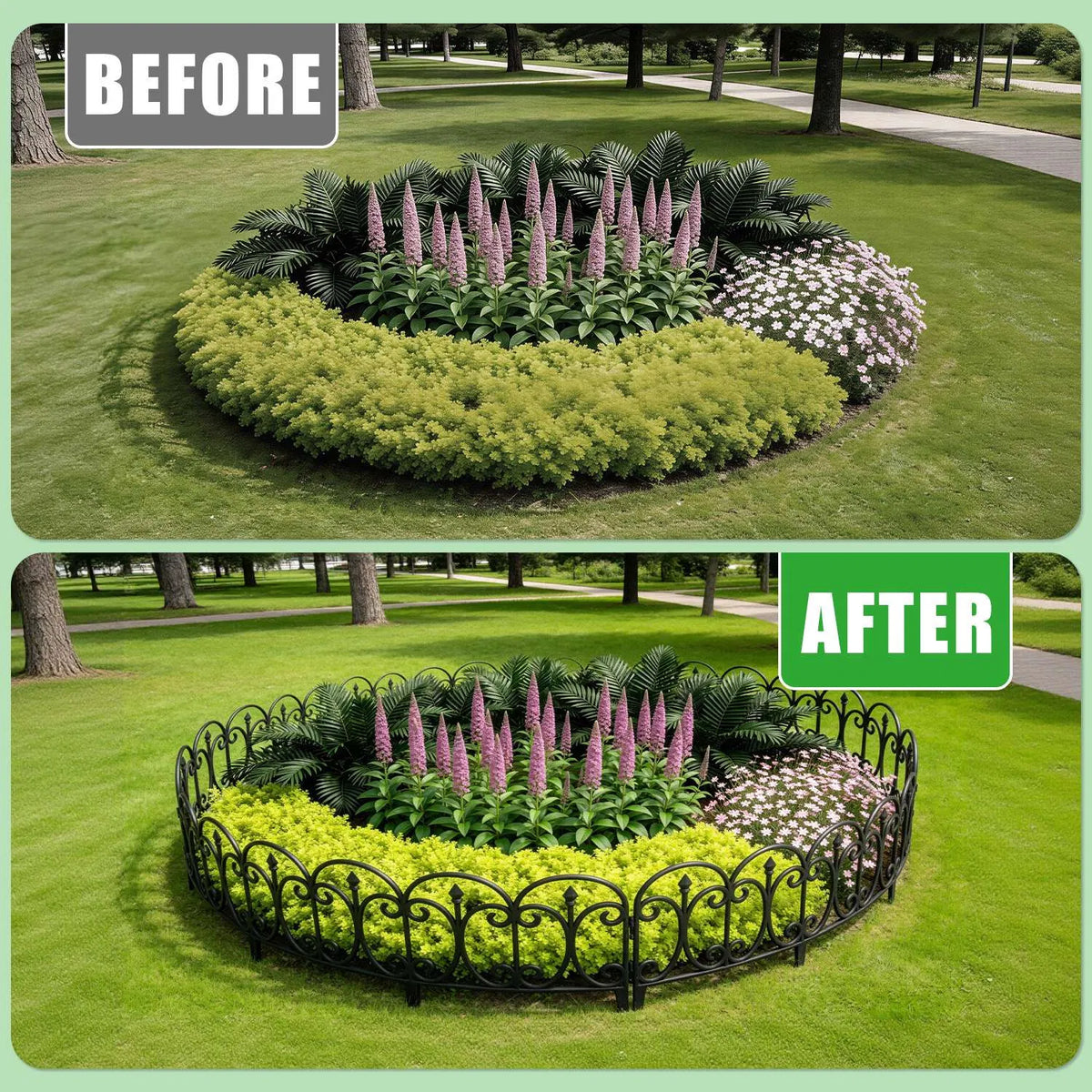 10 Pack Flexible Garden Edging, 19.3FT Interlocking PP Landscape Border