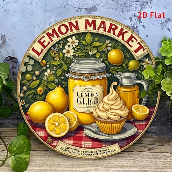 1pc Vintage Lemon Tin Sign 20x20cm, "" Tin Sign 20x20cm, 20x20cm, Retro