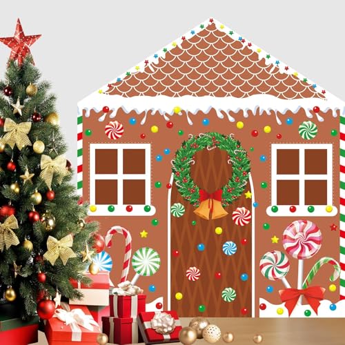 4 Pcs Christmas Gingerbread House Door Cover Decorations Gingerbread