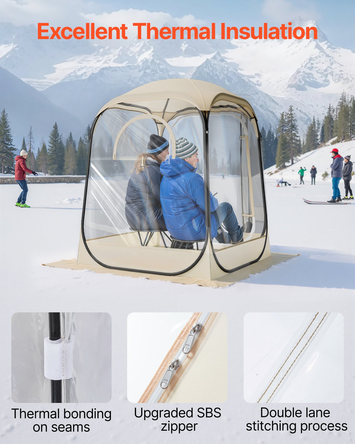 Pop Up Sports Tent, 50x50 In Clear Bubble Tent For 1 Person, Waterproof