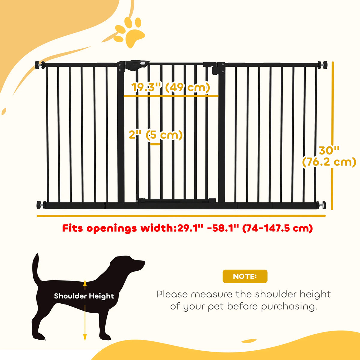 Pet Gate With Door Dog Gate And Barrier Indoor For Stairs Includes 7"