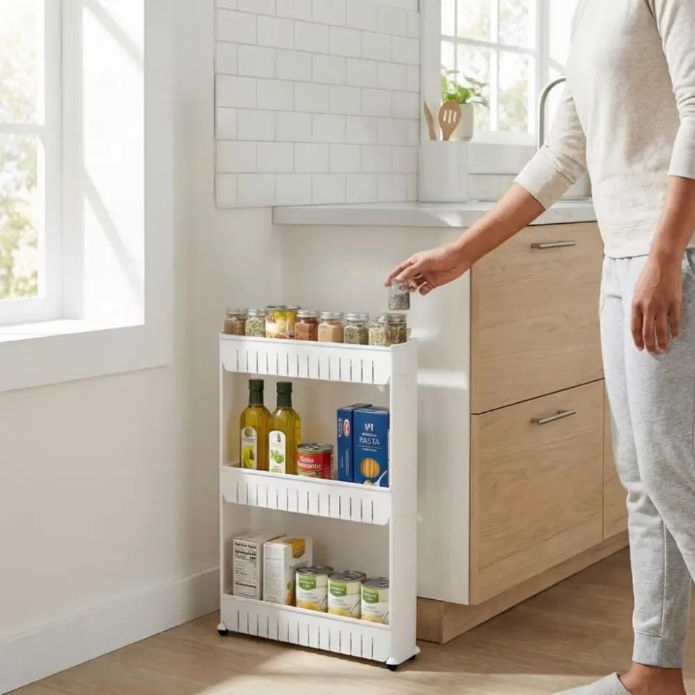 3-Tier Rolling Cart For Kitchens And Laundry Rooms