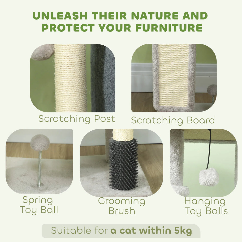 41 Inch Cat Tree With Scratching Posts, Cat Bed, Condo, Grooming Brush