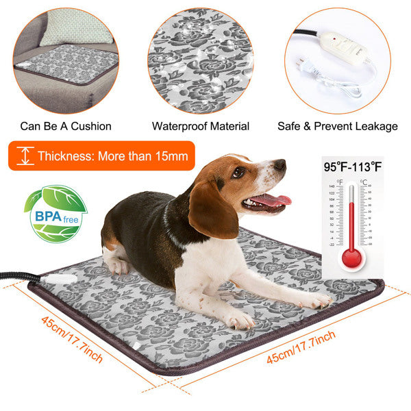 Pet Heating Pad, Waterproof Adjustable Warm Blanket, With Anti Bite