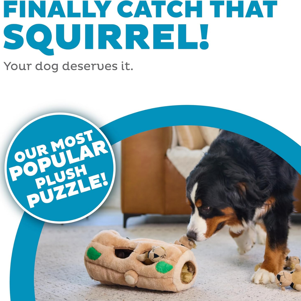 Squirrel Dog Toy Interactive 2in1 Plush Puzzle With 6 Squeaky Removable