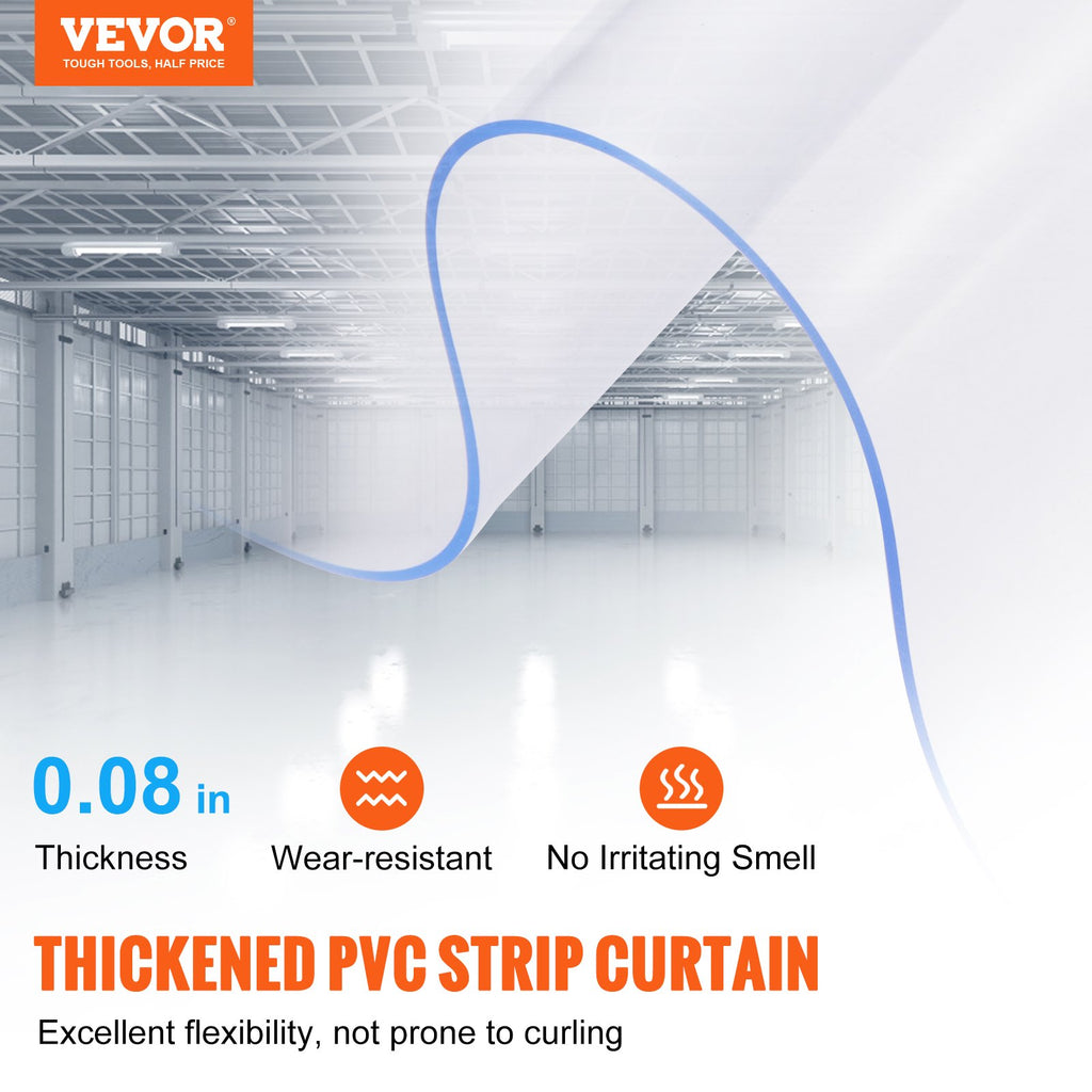 Strip Curtain, 84' Height X 38' Width, 0.08' Thickness, 6PCS Clear PVC