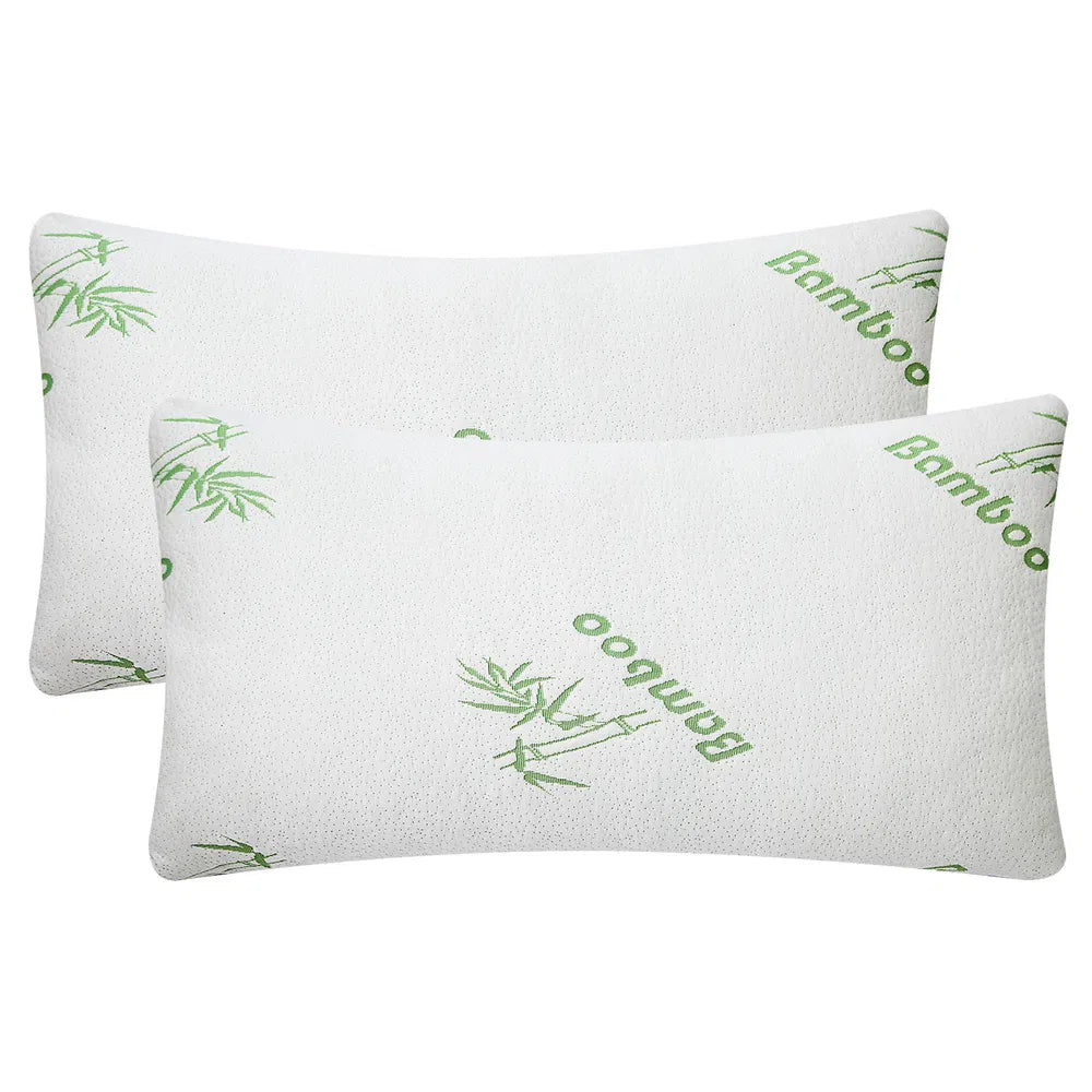 2Pcs Bamboo Memory Foam Pillow Hypoallergenic Bed Pillow For Head Neck