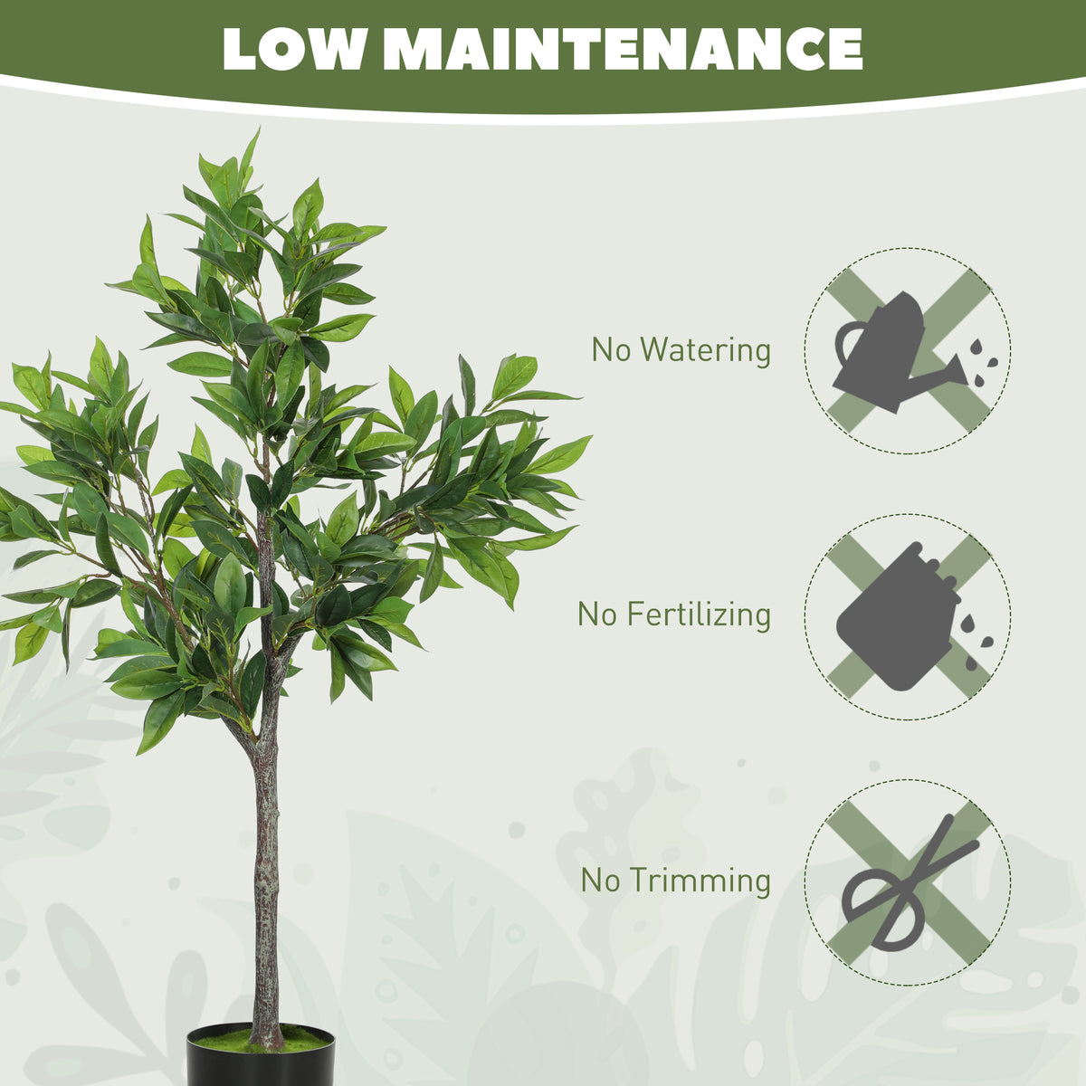 Potted Fake Plant, Lifelike Laurel Artificial Tree With 345 PEVA Leaves