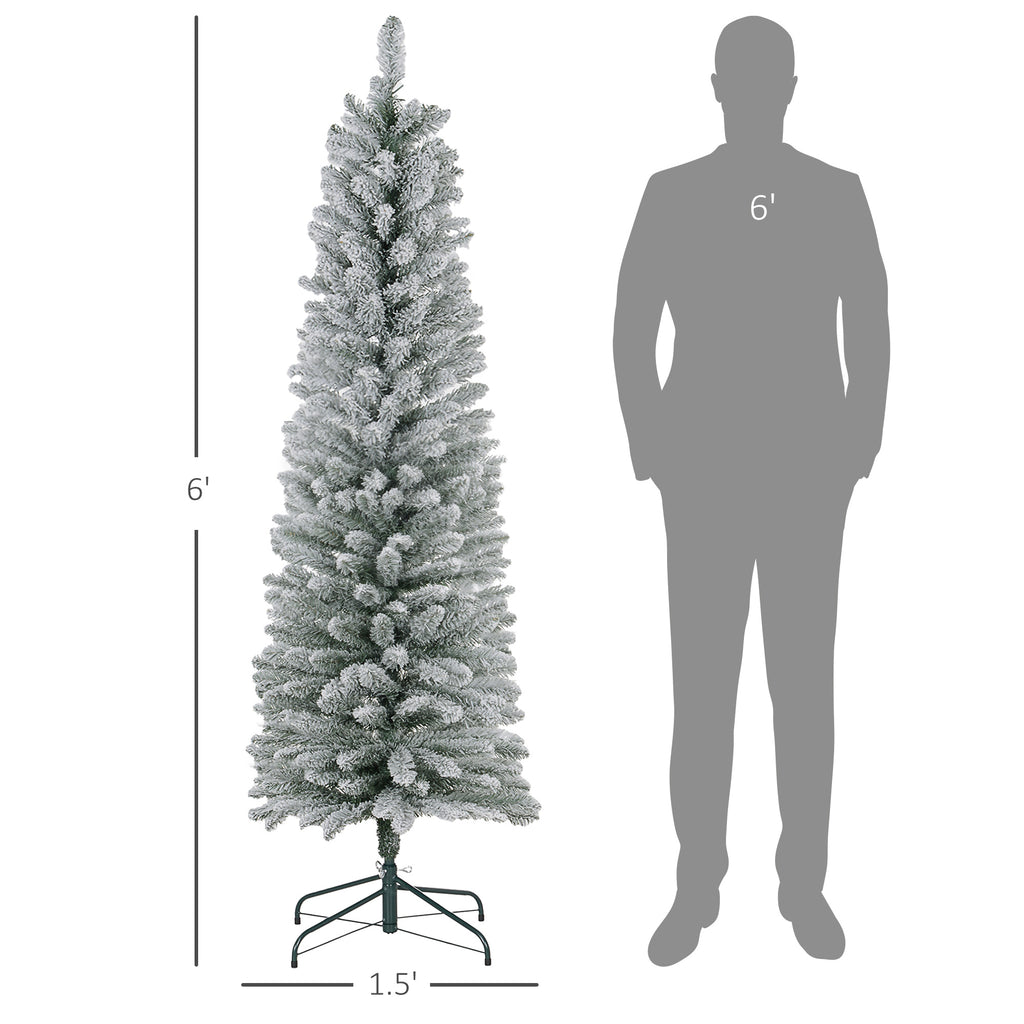 Snow Flocked Pencil Christmas Tree, 5 to 7 ft