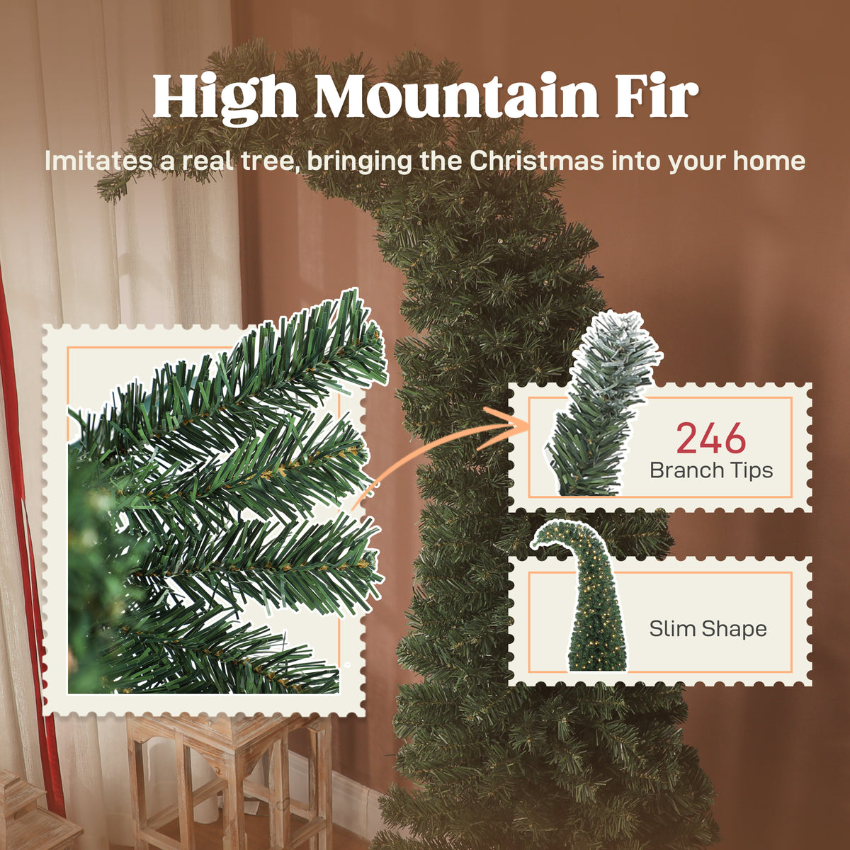 5 Ft Prelit Christmas Tree, Whimsical Xmas Tree Slim High Mountain Fir