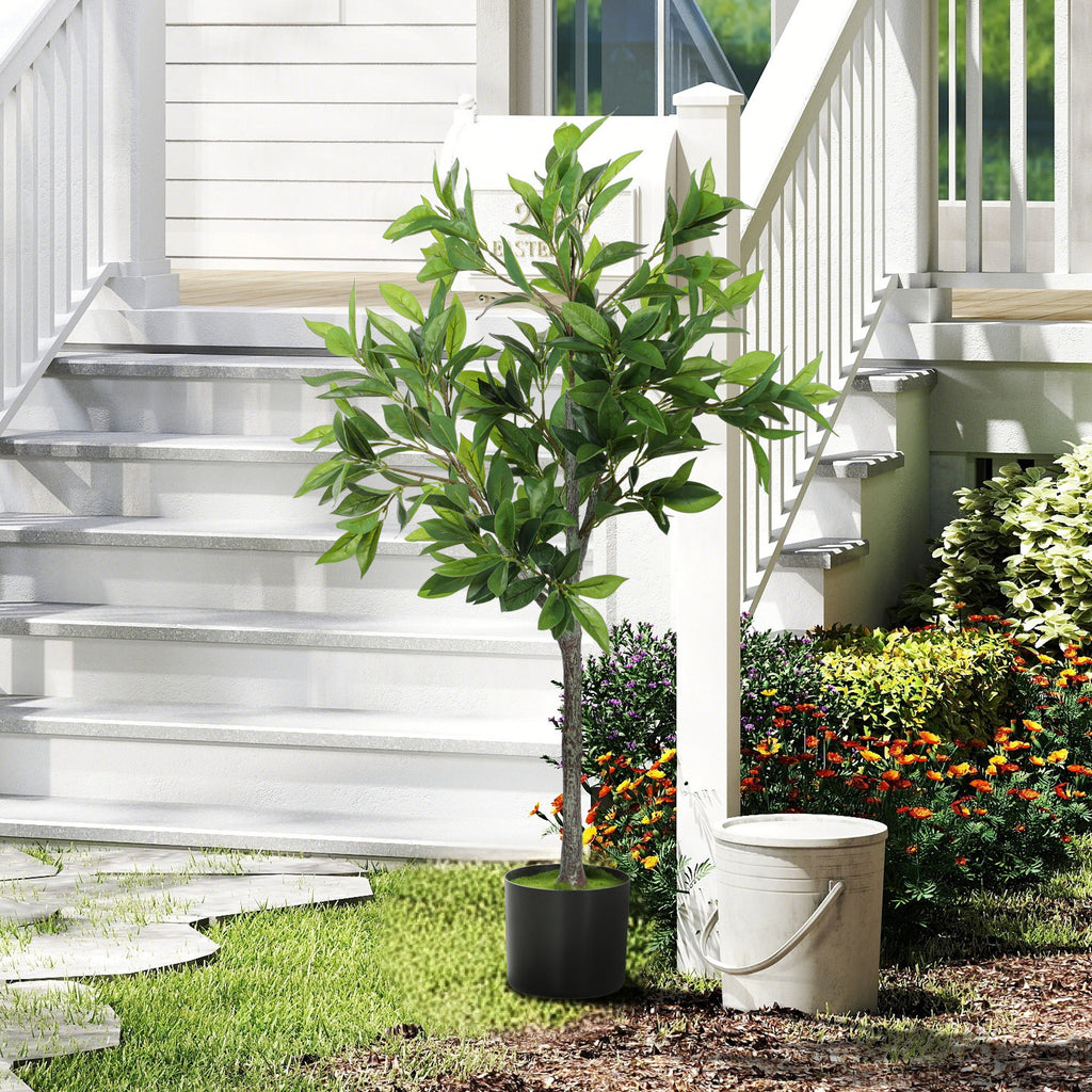 Potted Fake Plant, Lifelike Laurel Artificial Tree With 345 PEVA Leaves