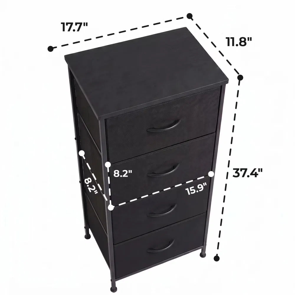 2/4-Drawer Dresser With Metal Frame & Wood Top, Fabricstorageorganizer