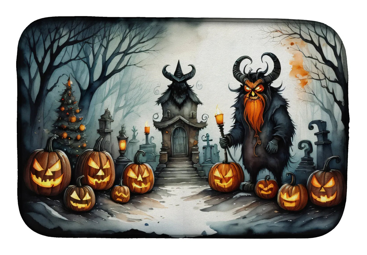Krampus The Christmas Demon Spooky Halloween Dish Drying Mat Absorbent