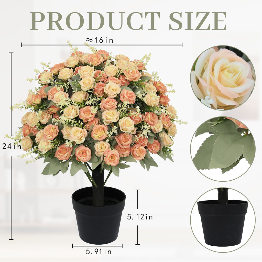 24-Inch Artificial Rose Decoration UV Resistant, Lifelike Faux Floral