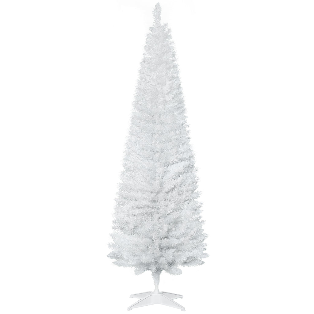 6ft White Christmas Tree, Slim Xmas Tree With Full Appearance, PVC 390