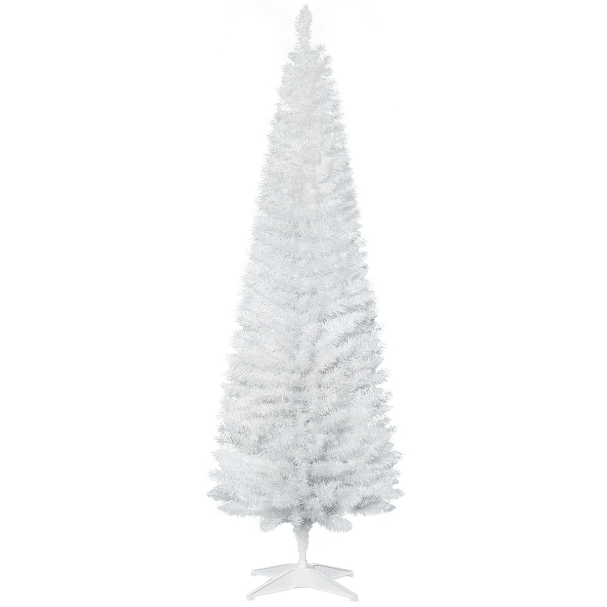 6ft White Christmas Tree, Slim Xmas Tree With Full Appearance, PVC 390