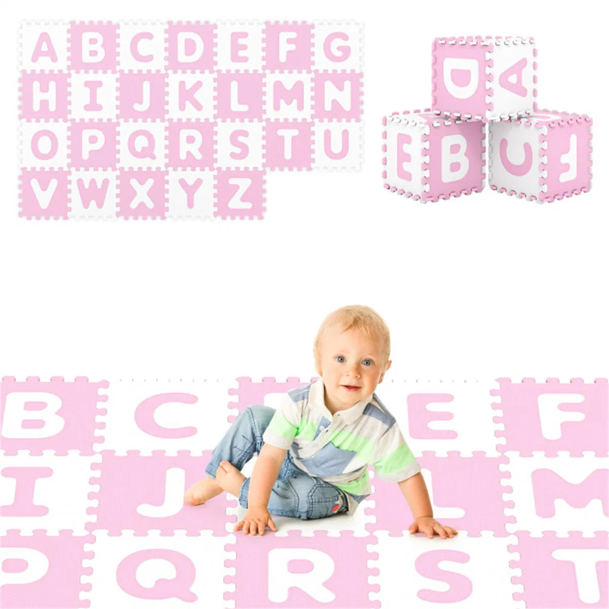 26PCS ABC Alphabet EVA Foam Play Mat, 31.75×31.75×1.02cm Bpa-free