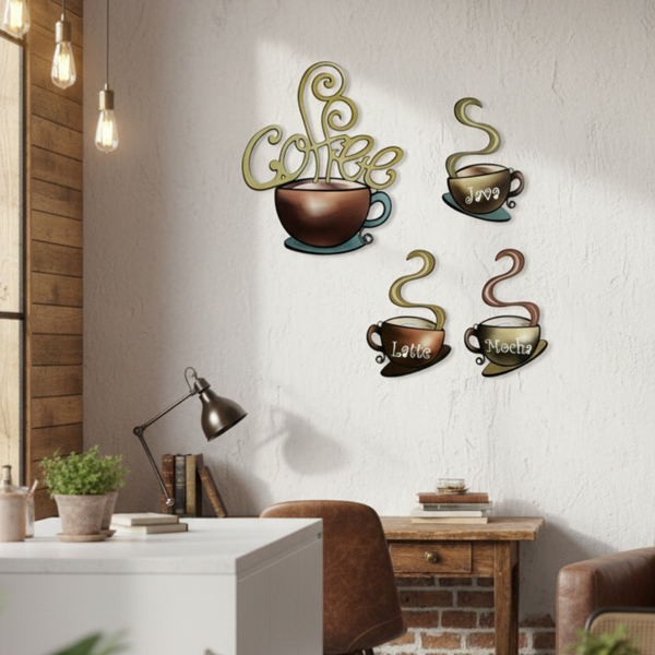 Vintage Metal Coffee Mug Wall Decal Rustic Retro Peel And Stick Kitchen