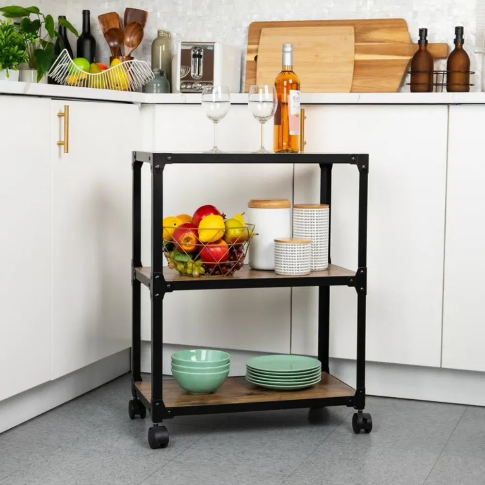Multipurpose Rolling Cart With 3 Tiers, Mobile Officestorageorganizer