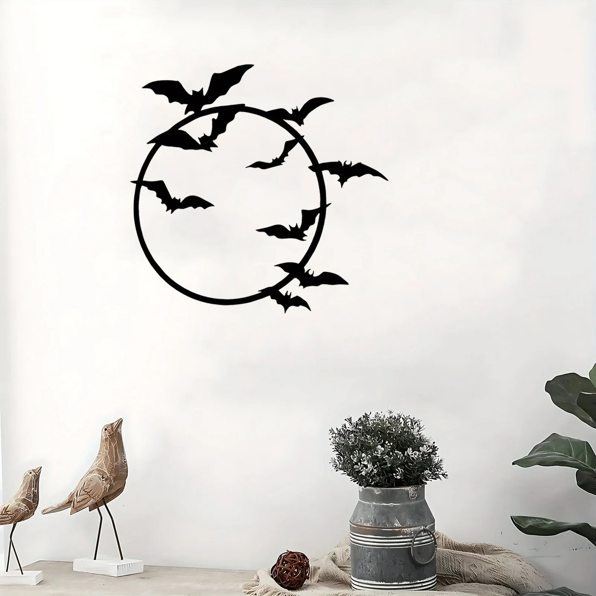 Halloween Metal Bat Wall Art Gothic Iron Wall Hanging Sign Spooky Home