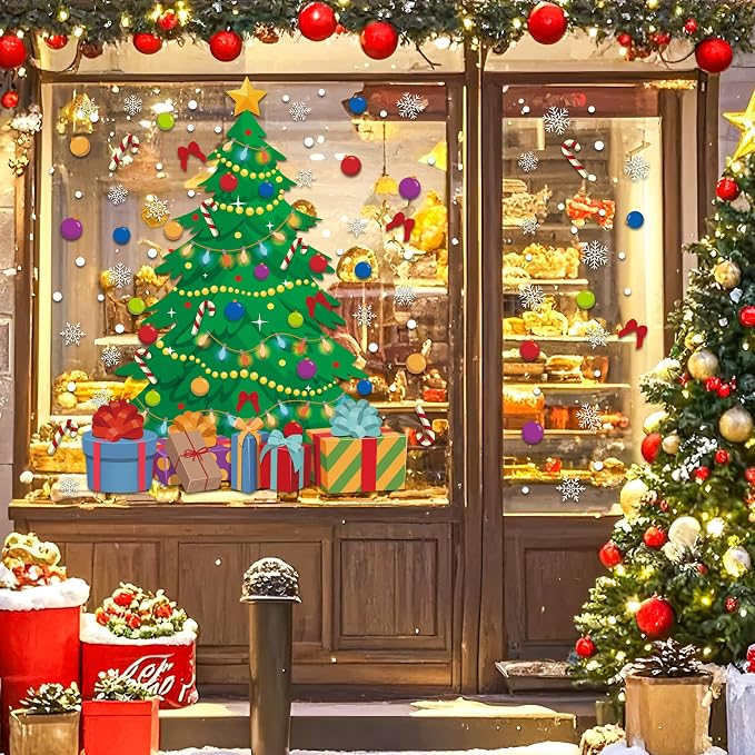 2-Sheet Extra-large Christmas Tree Window Clings, Double-sided