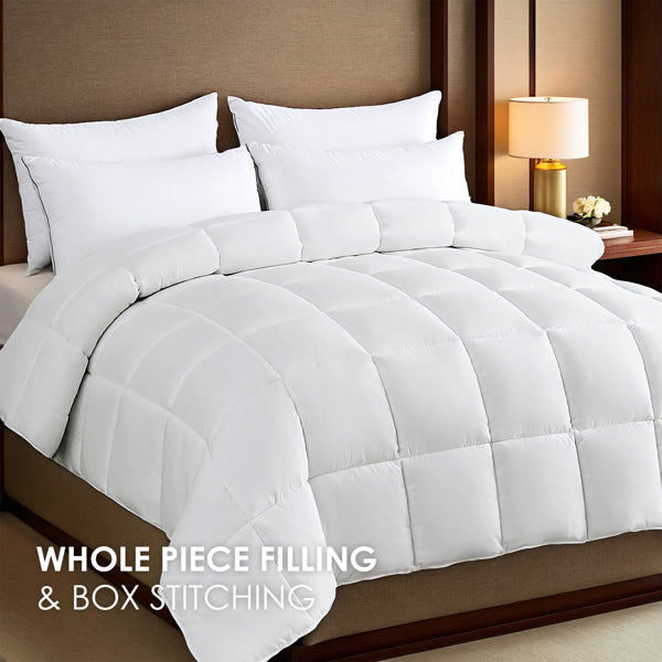 White Plump Duvet, Extra Large Checkered Quilting Luxury Hotel-grade