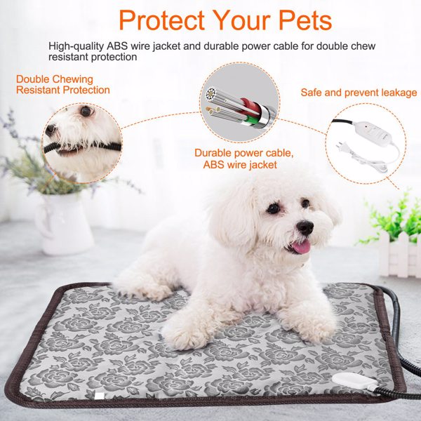 Pet Heating Pad, Waterproof Adjustable Warm Blanket, With Anti Bite