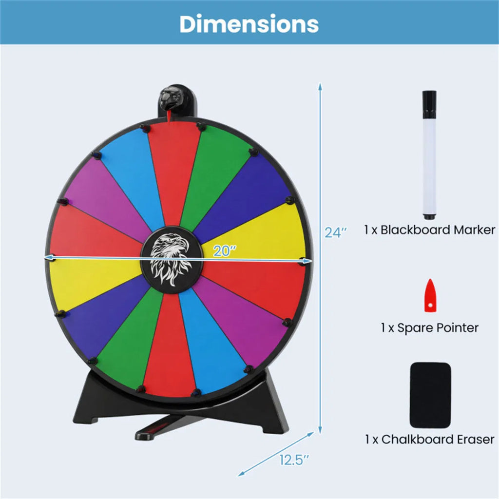 24" Spinning Prize Wheel With Foldable Stand-up & Tabletop Fortune