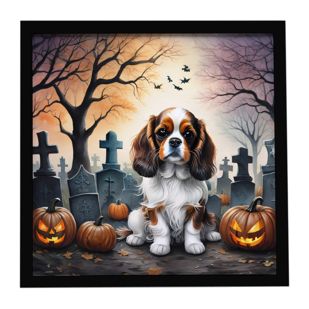 Cavalier Spaniel Spooky Halloween Framed Metal Print Bathroom, Kitchen