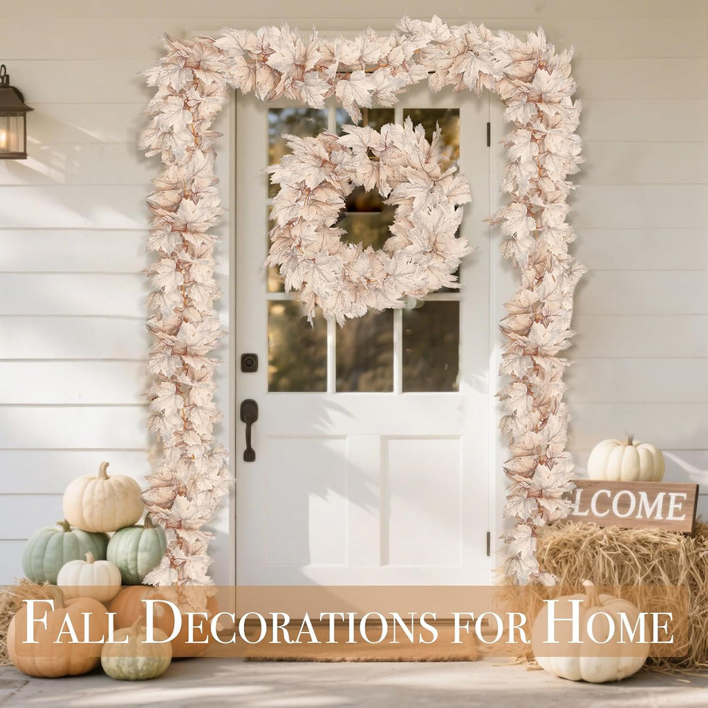 2 Pack 6 Ft Artificial Fall Maple Leaves Garland Autumn Decorations