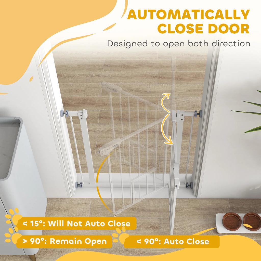 Pet Gate Extra Wide Press-mounted With Cat Door, Auto Closing Pet Gate