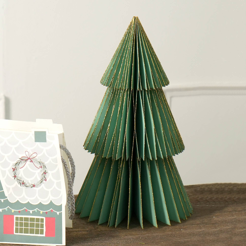 Green Handmade Paper Tree - Festive Decor