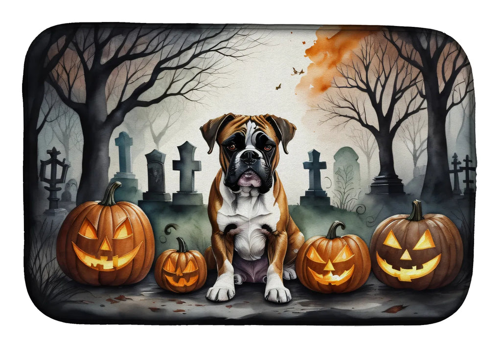 Boxer Spooky Halloween Dish Drying Mat Absorbent Dish Drying Mat Pad