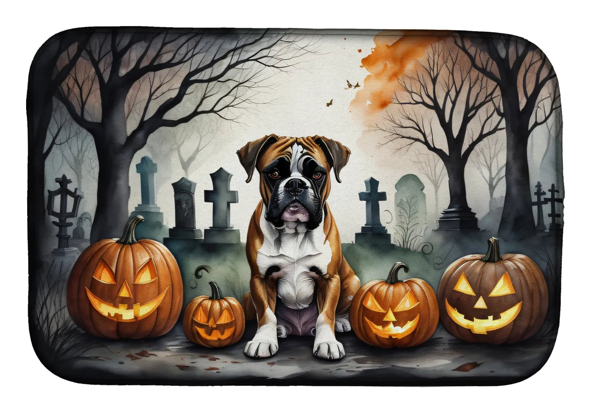 Boxer Spooky Halloween Dish Drying Mat Absorbent Dish Drying Mat Pad