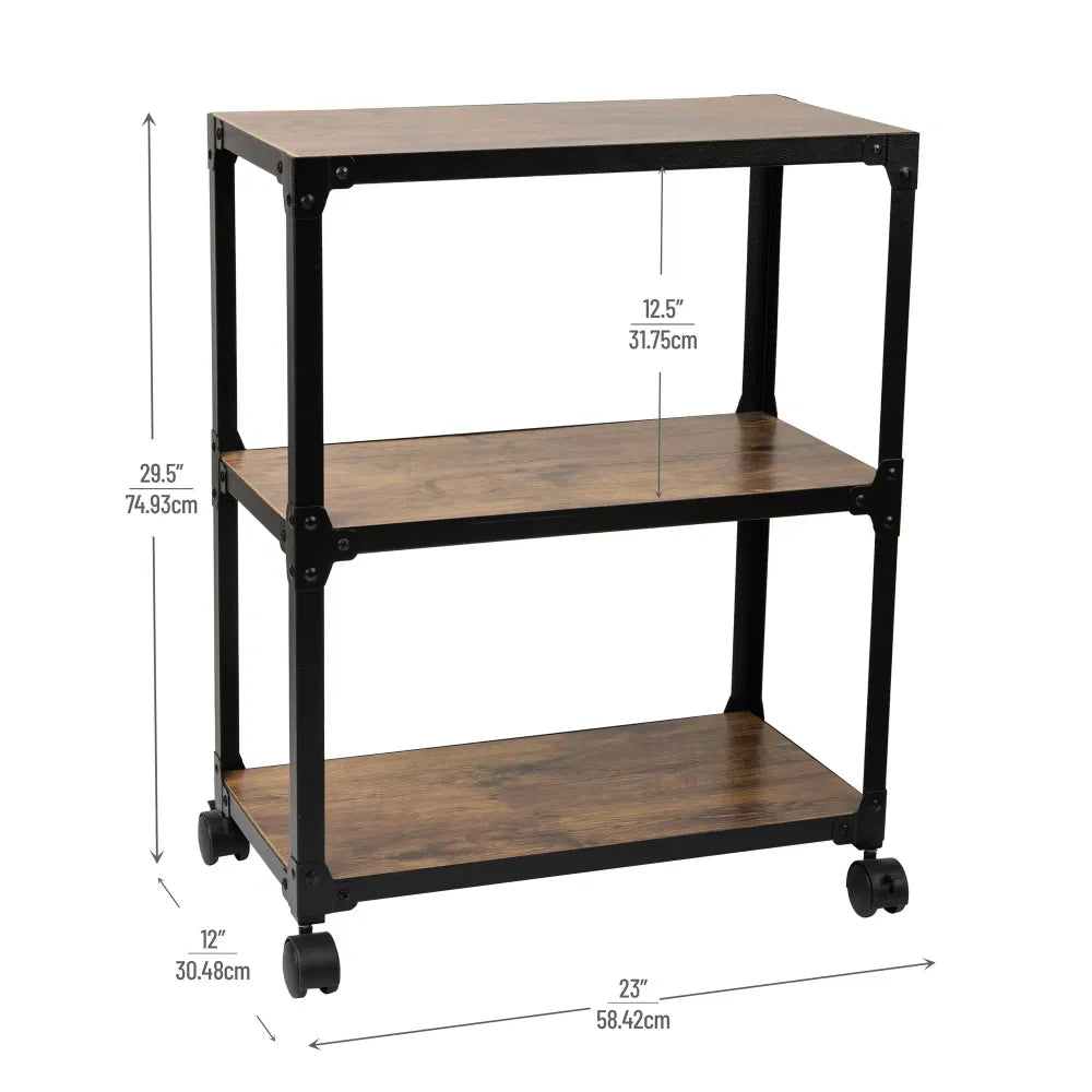 Multipurpose Rolling Cart With 3 Tiers, Mobile Officestorageorganizer