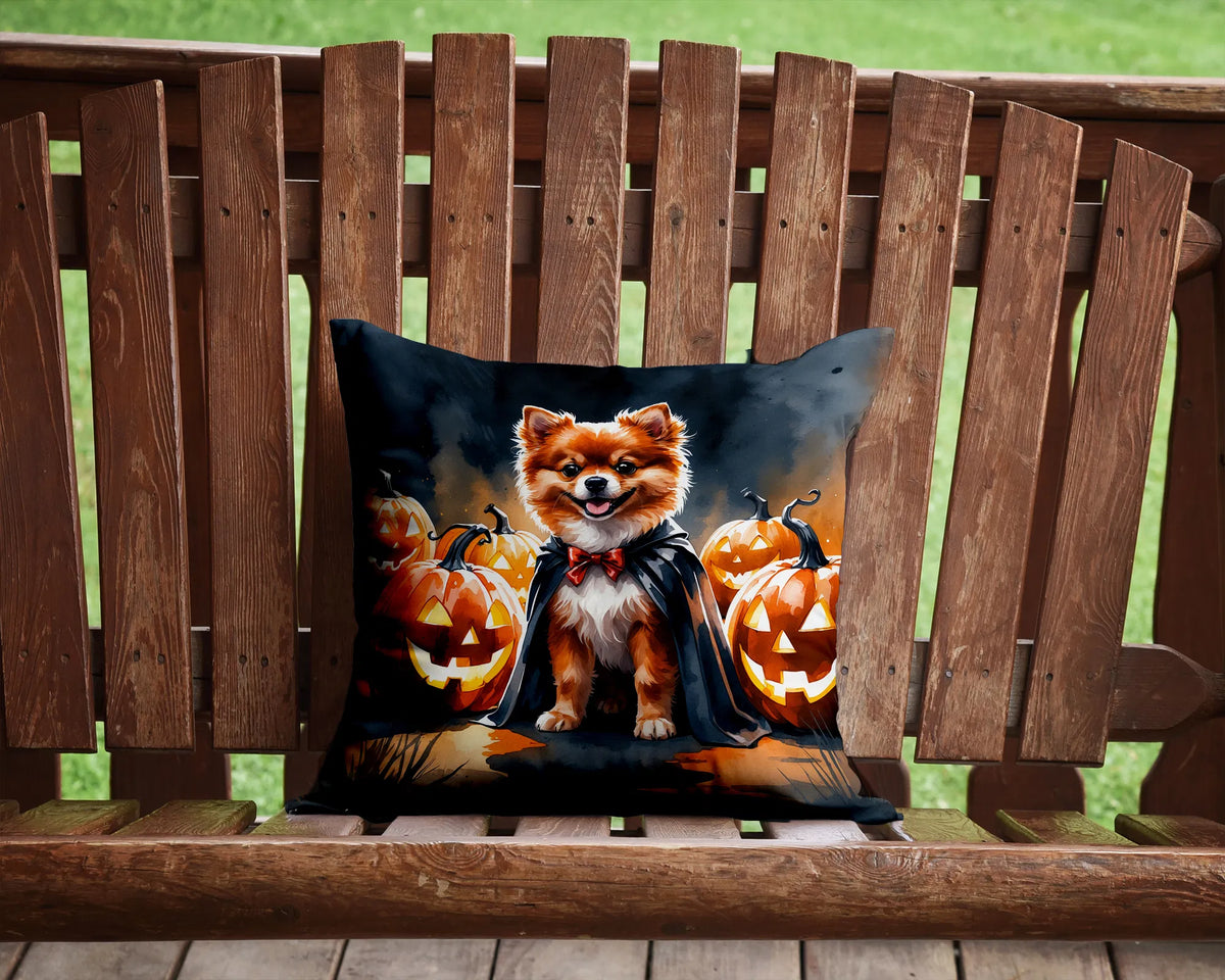 Pomeranian Puppy Halloween Throw Pillow Machine Washable, Indoor