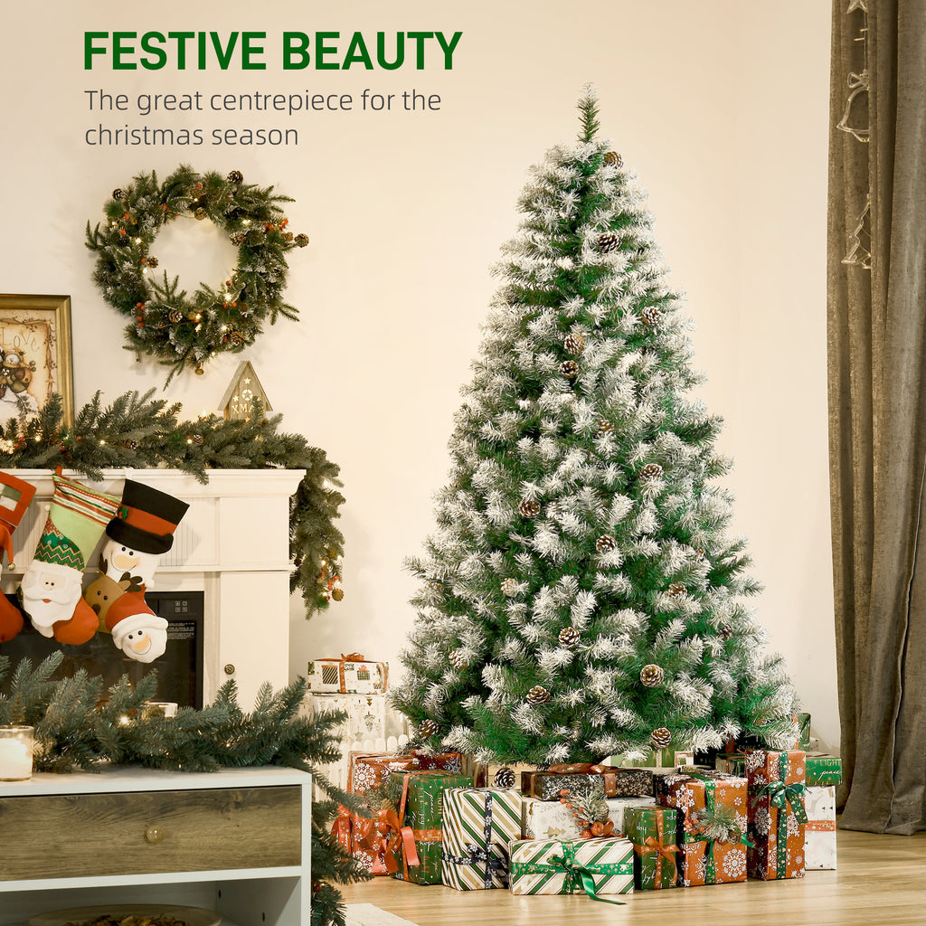 6ft Unlit Snow-dusted Full Fir Artificial Christmas Tree With Realistic