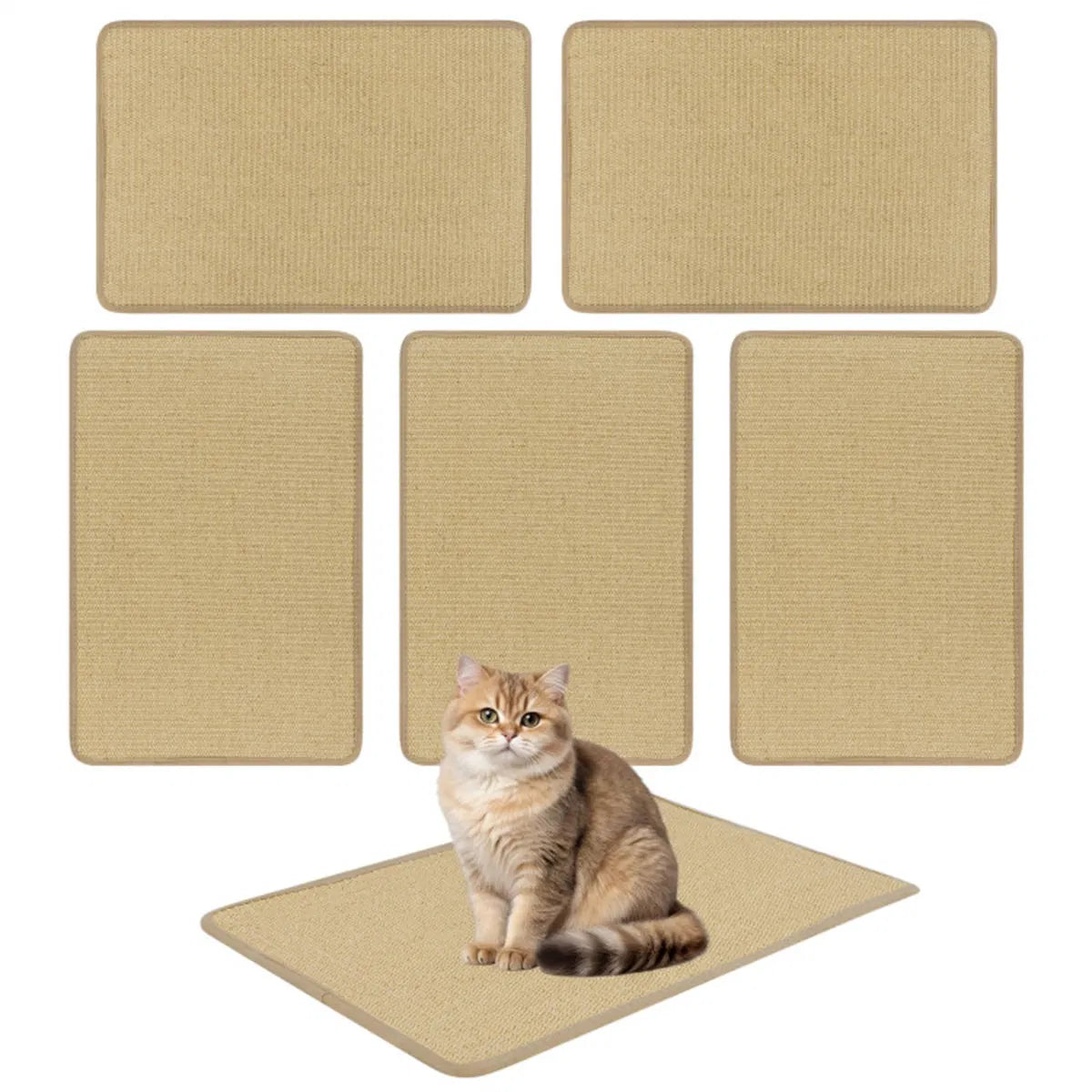 24 X 16 Inch Natural 6-Piece Cat Scratching Mats, Sisal Material