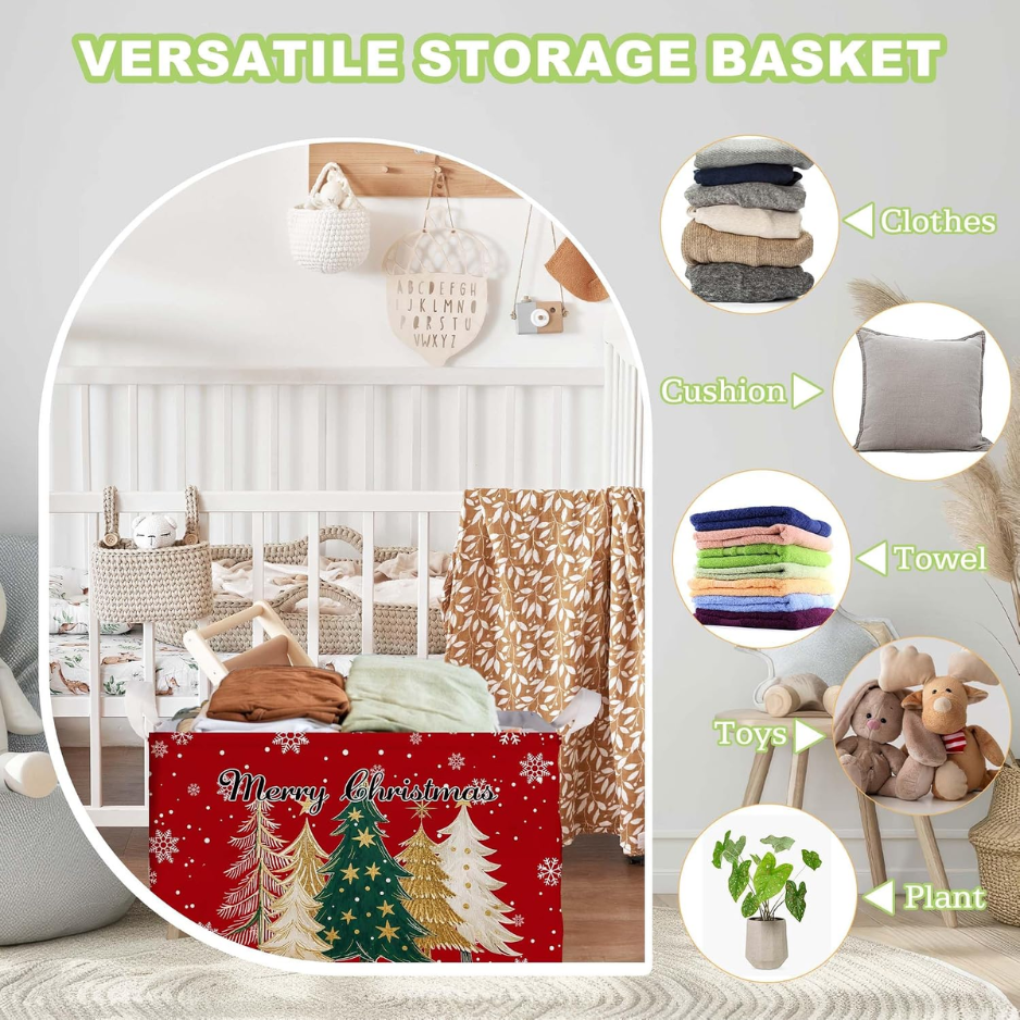 Classic Tree Snowman Christmas Storage Baskets, Empty Gift Baskets