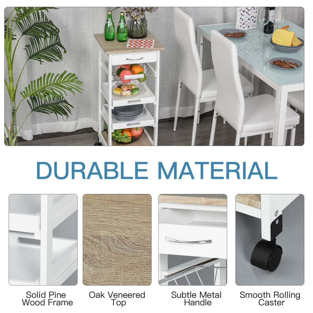 Mobile Kitchen Cart, Rolling Kitchen Island With Storage, Solid Wood