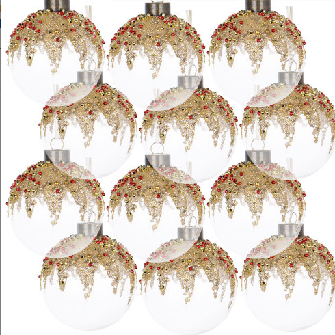 D3 Christmas Ball Ornaments, Glass Decorative Hanging Ball Christmas