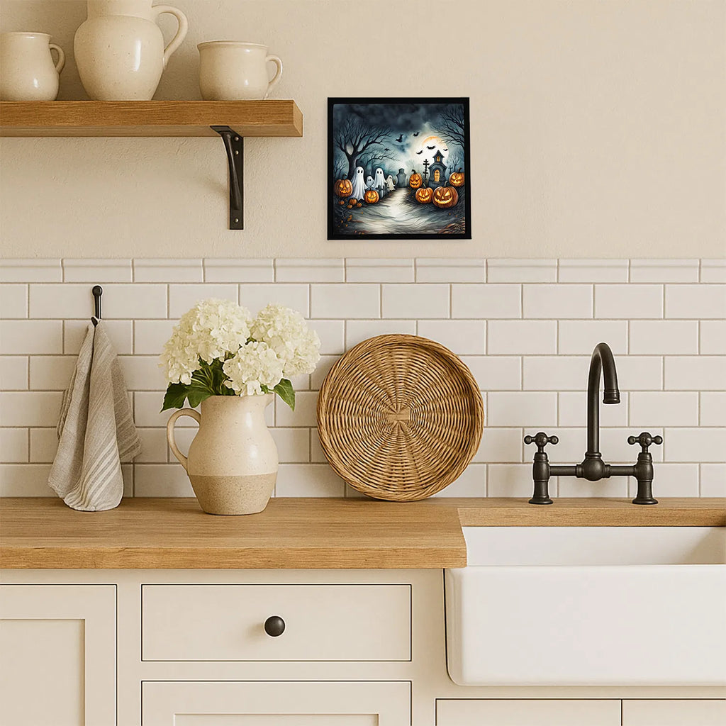 Ghosts Spooky Halloween Framed Metal Print Bathroom, Kitchen, Office