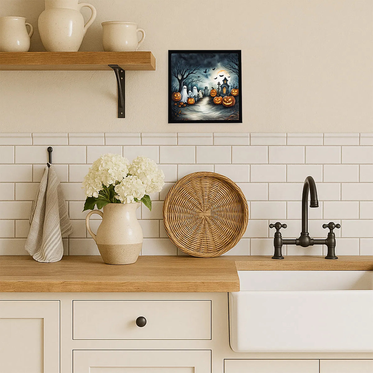 Ghosts Spooky Halloween Framed Metal Print Bathroom, Kitchen, Office