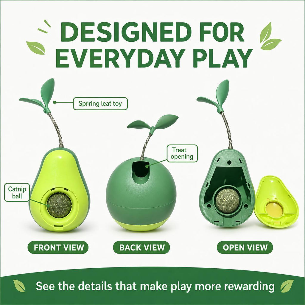 Avocado-shaped Cat Tumbler Toy Interactive Wobble Toy That Self-rights