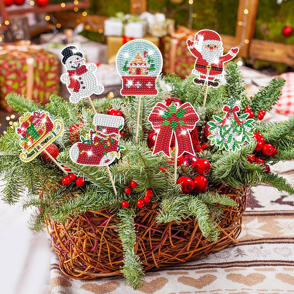 12Pcs Christmas Rhinestones Painting Kits Santa Claus Snowman