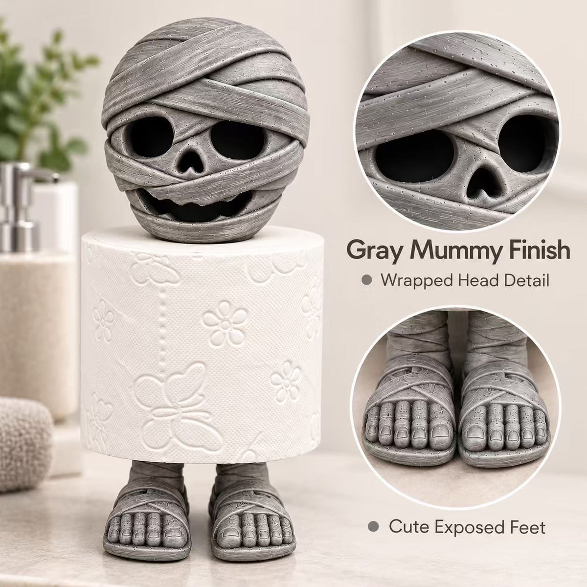 Halloween Mummy Toilet Paper Holder, 3D Printed Cute Mummy Bathroom